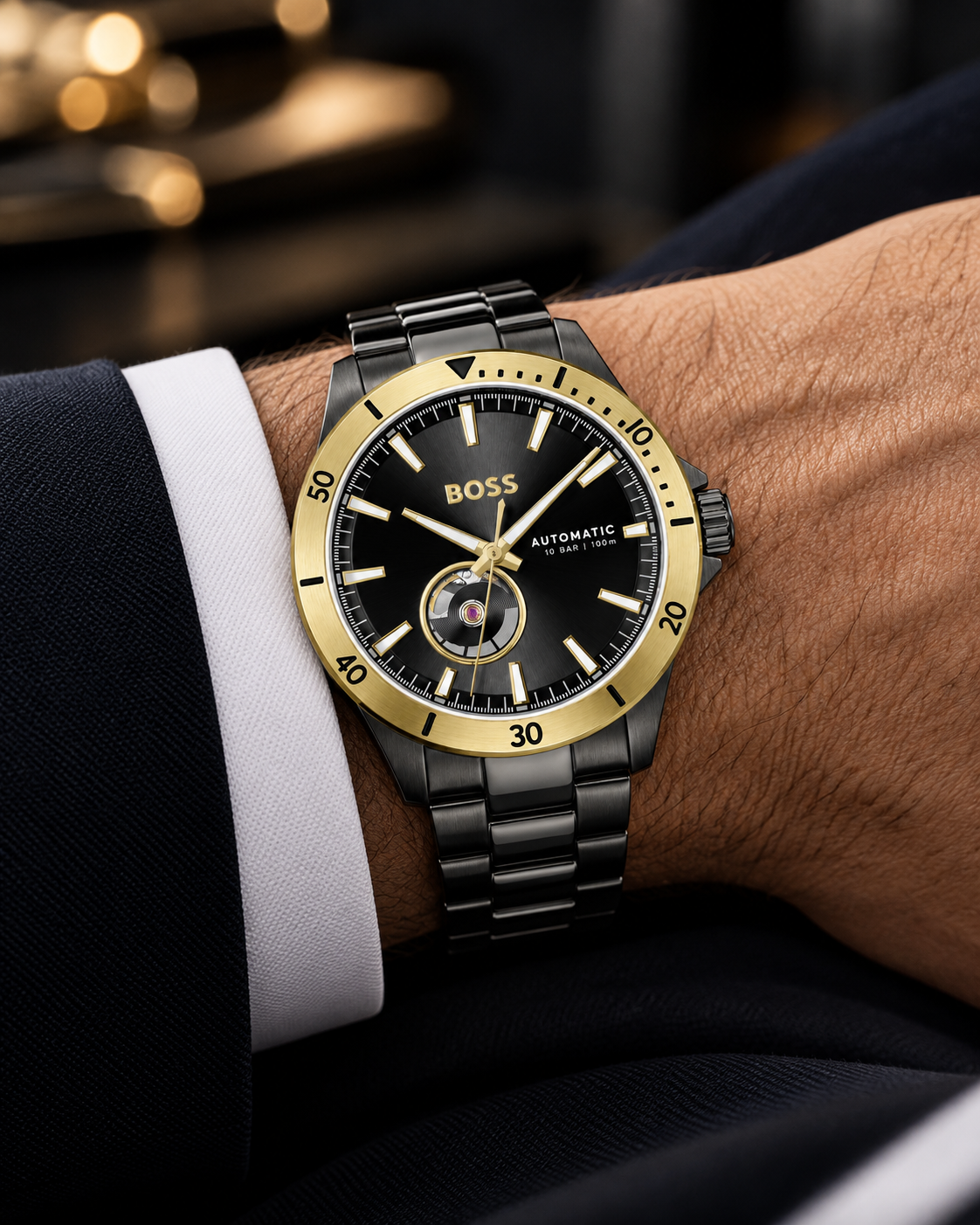 Hugo Boss Black/Gold Bezel Automatic