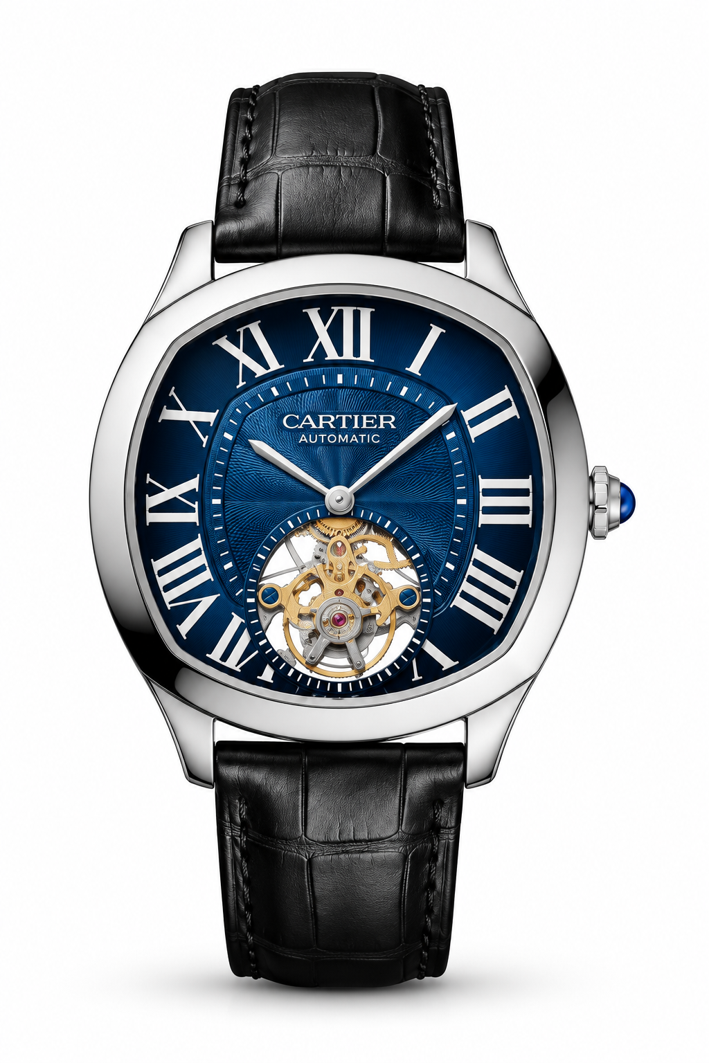 Cartier Round Green Dial Open-Heart Automatic Watch