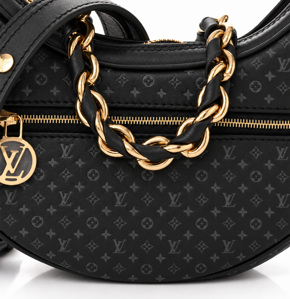 Louis Vuitton Calfskin Embossed Monogram Loop Black