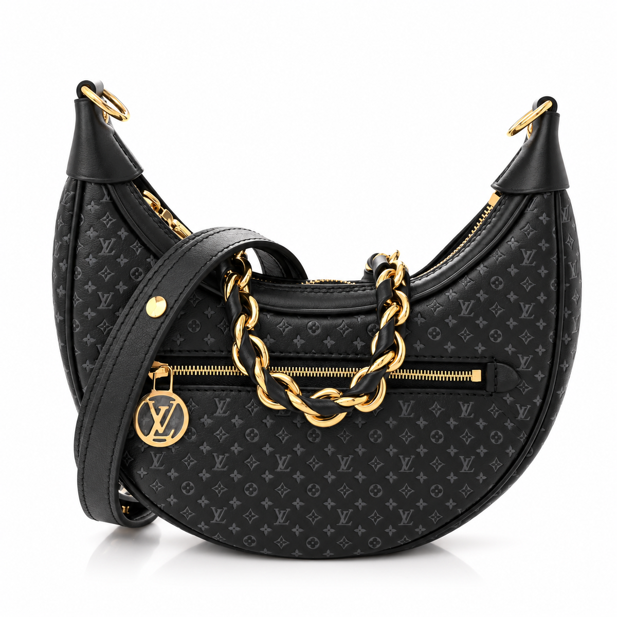 Louis Vuitton Calfskin Embossed Monogram Loop Black